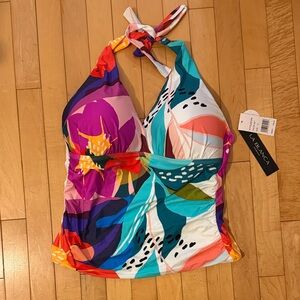 La Blanca Tropical Island Goddess Halter Tankini Swimsuit Top